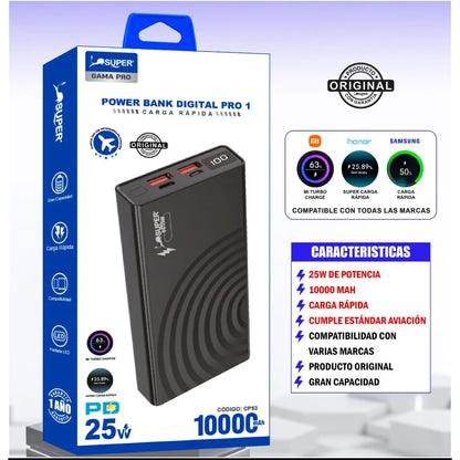 Cargador Portatil  10000 mAh Power Bank Digital Pro 1