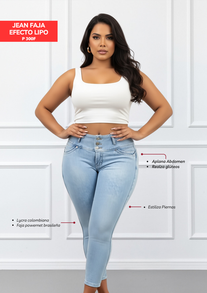 Jeans con Faja Levanta Glúteos Hielo 300F