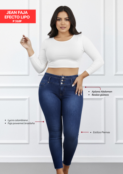Jeans con Faja Levanta Glúteos Azul 310F