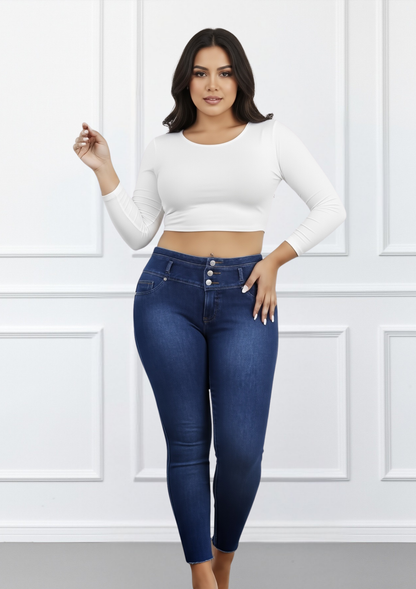 Jeans con Faja Levanta Glúteos Azul 310F