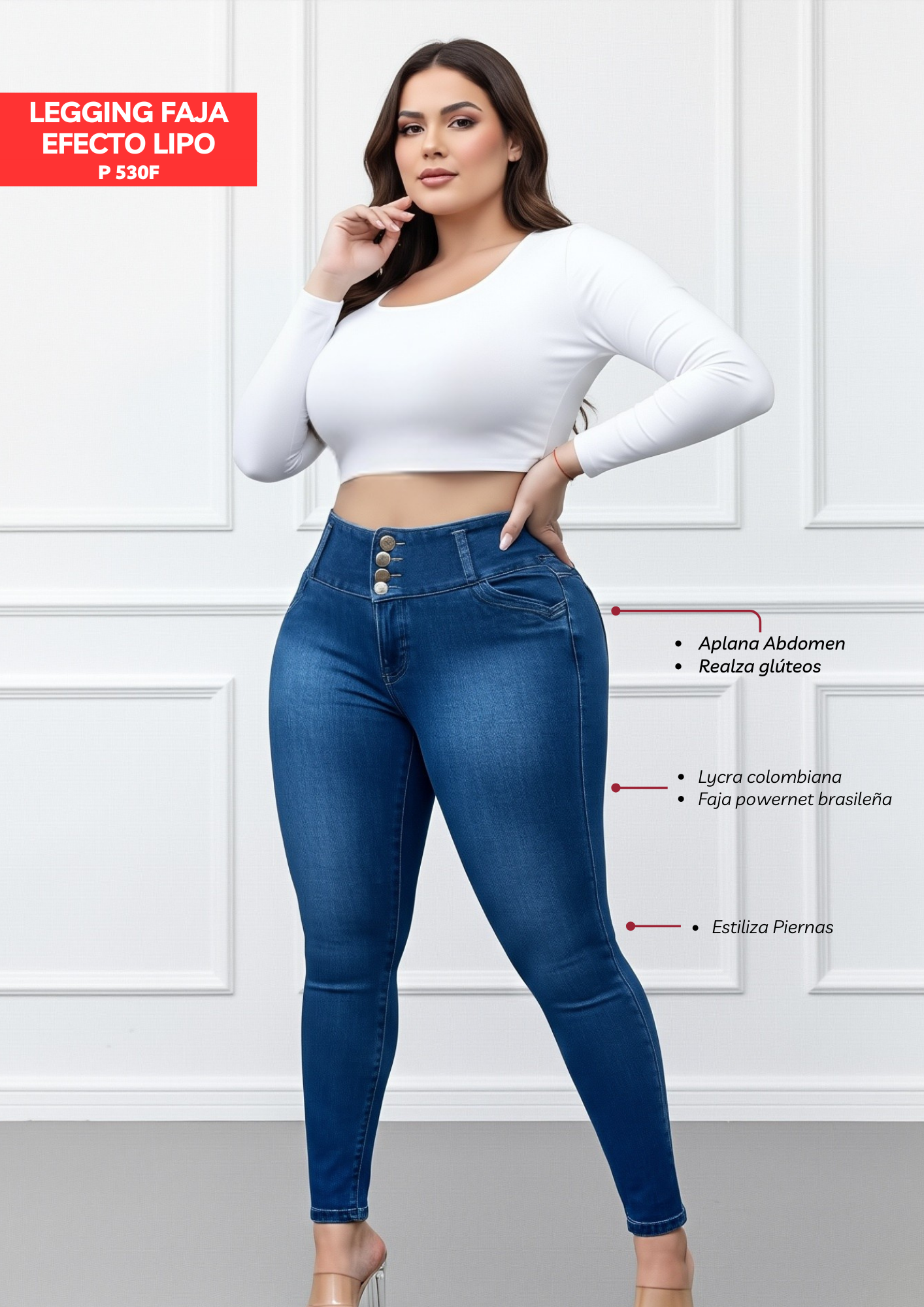 Jeans con Faja Levanta Glúteos Stone 530F