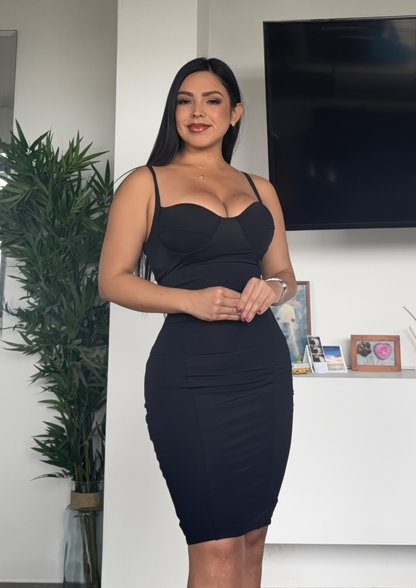 Vestido faja exclusive negro V2504L