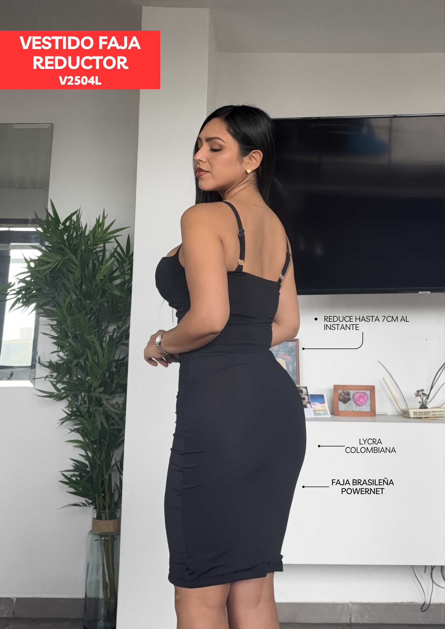 Vestido faja exclusive negro V2504L
